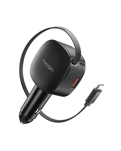 شاحن سيارة سبايجن قابل للسحب 60 وات، شاحن هاتف سيارة USB C سريع، محول سيارة كوانتوم بوست لهواتف iPhone 17 16 15 14 Pro Max، Samsung Galaxy S25 S24، Google Pixel، ملحقات السيارة in Saudi Arabia