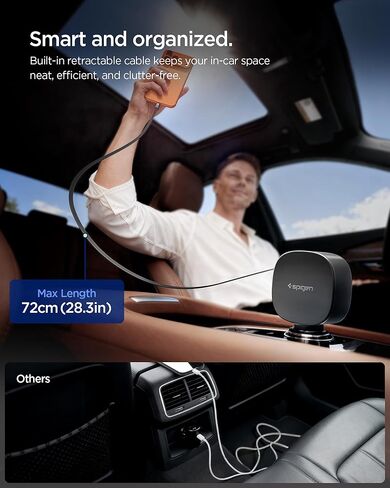 شاحن سيارة سبايجن قابل للسحب 60 وات، شاحن هاتف سيارة USB C سريع، محول سيارة كوانتوم بوست لهواتف iPhone 17 16 15 14 Pro Max، Samsung Galaxy S25 S24، Google Pixel، ملحقات السيارة in Saudi Arabia