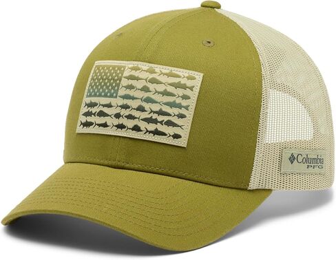 قبعة كولومبيا للجنسين من الجنسين PFG Fish Flag Mesh Snap Back Hat، أخضر جروف/علم السمكة، مقاس واحد in Kuwait