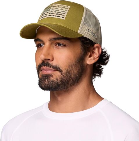 قبعة كولومبيا للجنسين من الجنسين PFG Fish Flag Mesh Snap Back Hat، أخضر جروف/علم السمكة، مقاس واحد in Kuwait