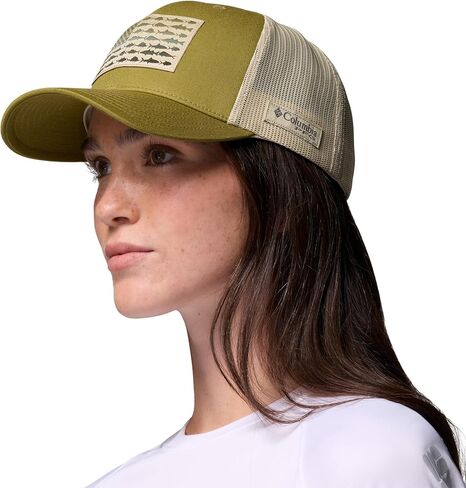 قبعة كولومبيا للجنسين من الجنسين PFG Fish Flag Mesh Snap Back Hat، أخضر جروف/علم السمكة، مقاس واحد in Kuwait