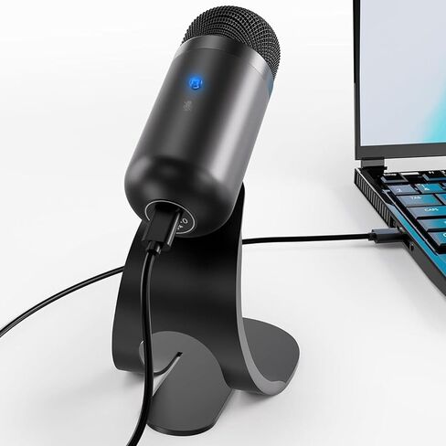 ميكروفون Yunir USB للكمبيوتر الشخصي، ميكروفون كمبيوتر متعدد الاتجاهات 360 درجة مع حامل قابل للفصل، ميكروفون بث مباشر مع كتم صوت لألعاب الكمبيوتر المحمول in Kuwait