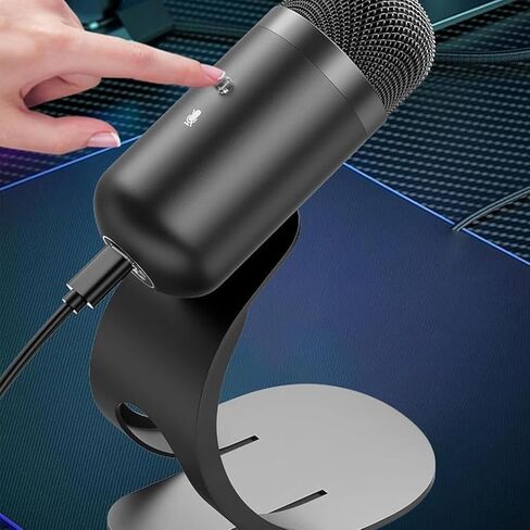 ميكروفون Yunir USB للكمبيوتر الشخصي، ميكروفون كمبيوتر متعدد الاتجاهات 360 درجة مع حامل قابل للفصل، ميكروفون بث مباشر مع كتم صوت لألعاب الكمبيوتر المحمول in Kuwait
