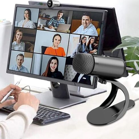 ميكروفون Yunir USB للكمبيوتر الشخصي، ميكروفون كمبيوتر متعدد الاتجاهات 360 درجة مع حامل قابل للفصل، ميكروفون بث مباشر مع كتم صوت لألعاب الكمبيوتر المحمول in Kuwait