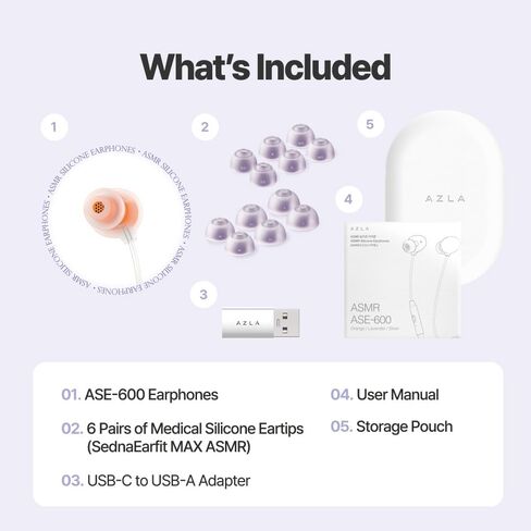 AZLA ASE-600 ASMR Wired Earbuds with Microphone – Soft Silicone Earphones for School, Comfortable in-Ear Headphones, USB-C Wired Earbuds for Long Listening - Apple iPhone 16 Headphones (Lavender) in Kuwait