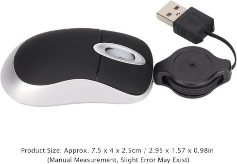 Compact USB Mouse, Wired Optical Computer Mini Mouse with USB A Retractable Cord 68cm, for Wins 98 7 Vista, Plug and Play in Saudi Arabia