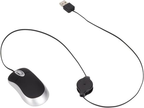 Compact USB Mouse, Wired Optical Computer Mini Mouse with USB A Retractable Cord 68cm, for Wins 98 7 Vista, Plug and Play in Saudi Arabia