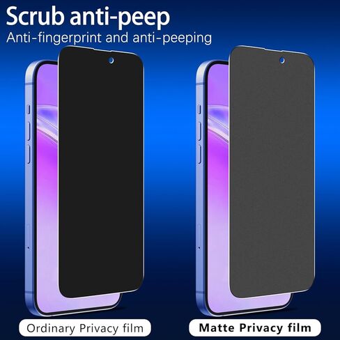 MAYtobe [واقي شاشة للخصوصية غير لامع مكون من قطعتين لهاتف iPhone 16 من الزجاج المقسى، مضاد لبصمات الأصابع، ناعم كالحرير، مضاد للخدش، مضاد للانعكاس، سهل التركيب in Saudi Arabia