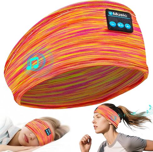 2-Pack Bluetooth Headband Headphones, Wireless Sports Headband, Washable Music Headband with Secure Fit for Running, Workout, Gym, Yoga, Sleep Headphones for Side Sleepers- Great Gift in Kuwait