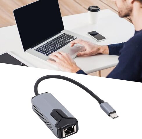 محول USB C إلى إيثرنت بسرعة 5 جيجابت في الثانية، محول 5000 ميجابت في الثانية من النوع C إلى RJ45 لأجهزة الكمبيوتر المحمول المكتبية، مع غطاء من الألومنيوم وتصميم تبديد الحرارة in Kuwait