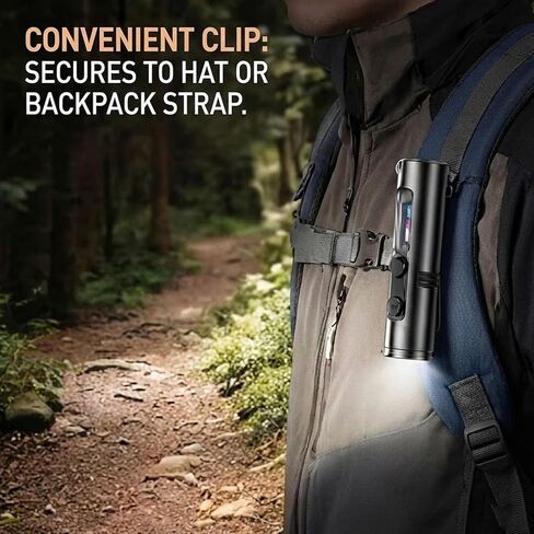 Pocket Rechargeable EDC Flashlight, Mini Keychain Light with Fire Starter, Magnetic Base Lamp for Camping Hiking (Black) in Saudi Arabia