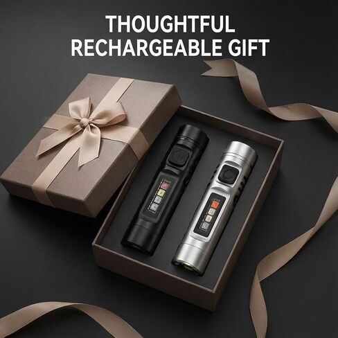 Pocket Rechargeable EDC Flashlight, Mini Keychain Light with Fire Starter, Magnetic Base Lamp for Camping Hiking (Black) in Saudi Arabia