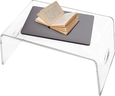 Acrylic Bed Tray with Handles - (21'' x 12'' x 10'') Portable Lap Desk for Working, Reading or Eating - Computer Monitor Laptop Stand for Home Office - Mobile Tray Table for Bed, Couch or Sofa in Saudi Arabia