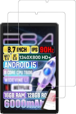 واقي شاشة لجهاز Zuleisy E8A Android 15 Tablet 8.7 بوصة، غشاء زجاجي مقوى مقاوم للخدش عالي الدقة لحماية السقوط Zuleisy E8A، حساس للمس، مضاد لبصمات الأصابع، عبوة من قطعتين. in Kuwait
