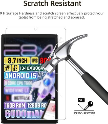واقي شاشة لجهاز Zuleisy E8A Android 15 Tablet 8.7 بوصة، غشاء زجاجي مقوى مقاوم للخدش عالي الدقة لحماية السقوط Zuleisy E8A، حساس للمس، مضاد لبصمات الأصابع، عبوة من قطعتين. in Kuwait