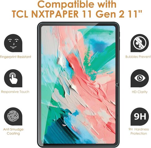 واقيات شاشة مكونة من قطعتين متوافقة مع TCL NXTPAPER 11 Gen 2 11 بوصة، زجاج مقسى [وضوح HD] [9 صلابة] [سهلة التركيب] in Saudi Arabia