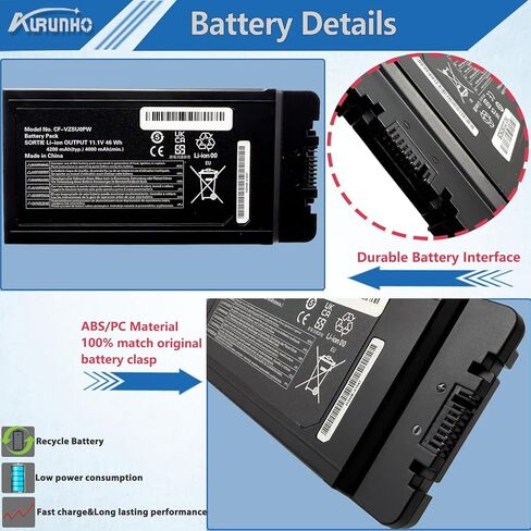 CF-VZSU0PW CF-VZSU0PR Battery Pack Replacement for Panasonic Toughbook CF54 CF-54 Mk1 54 Prime 54 Gloved Multi Touch 54 Lite 54 Performance Series 11.1V 46Wh 4200mAh in Saudi Arabia