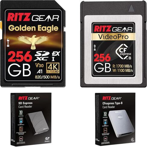 بطاقة SDExpress Golden Eagle SDXC Express SD سعة 256 جيجابايت | SD 7.0 V30 A1 820/500 برميل/الثانية للقراءة/الكتابة، متوافق مع الإصدارات السابقة: + CFExpress Type B 256GB (1700/1100 R/W): لكاميرات نيكون، اقرأ التعليمات الخاصة. in Kuwait