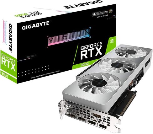 GIGABYTE GeForce RTX 3080 Vision OC 10G (REV2.0) Graphics Card, 3X WINDFORCE Fans, LHR, 10GB 320-bit GDDR6X, GV-N3080VISION OC-10GD REV2.0 Video Card in Saudi Arabia