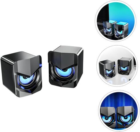 سماعات كمبيوتر سلكية صغيرة USB من Sewroro مع صوت جهير عميق وصوت وسائط متعددة مدمج لسطح المكتب والكمبيوتر المحمول والهاتف، أسود، تعمل بتيار مستمر 5 فولت in Kuwait