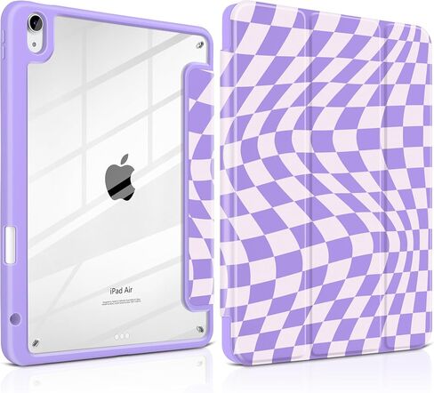 حافظة TWOLSKOO لجهاز iPad Air 11 بوصة (M3 2025 / M2 2024)، ظهر أكريليك شفاف مع ممتص للصدمات من مادة TPU، حامل أقلام رصاص، حامل ثلاثي الطي، نوم/استيقاظ تلقائي، نقطة بولكا شوكولاتة in Kuwait