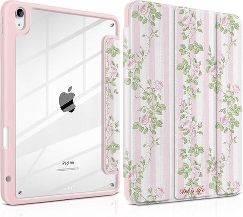 حافظة TWOLSKOO لجهاز iPad Air 11 بوصة (M3 2025 / M2 2024)، ظهر أكريليك شفاف مع ممتص للصدمات من مادة TPU، حامل أقلام رصاص، حامل ثلاثي الطي، نوم/استيقاظ تلقائي، نقطة بولكا شوكولاتة in Kuwait