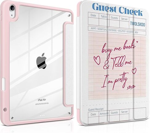 حافظة TWOLSKOO لجهاز iPad Air 11 بوصة (M3 2025 / M2 2024)، ظهر أكريليك شفاف مع ممتص للصدمات من مادة TPU، حامل أقلام رصاص، حامل ثلاثي الطي، نوم/استيقاظ تلقائي، نقطة بولكا شوكولاتة in Kuwait