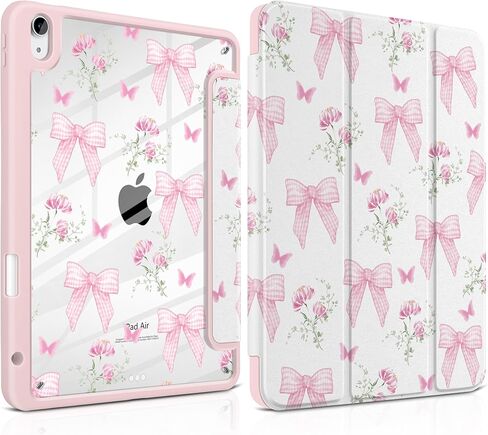 حافظة TWOLSKOO لجهاز iPad Air 11 بوصة (M3 2025 / M2 2024)، ظهر أكريليك شفاف مع ممتص للصدمات من مادة TPU، حامل أقلام رصاص، حامل ثلاثي الطي، نوم/استيقاظ تلقائي، نقطة بولكا شوكولاتة in Kuwait