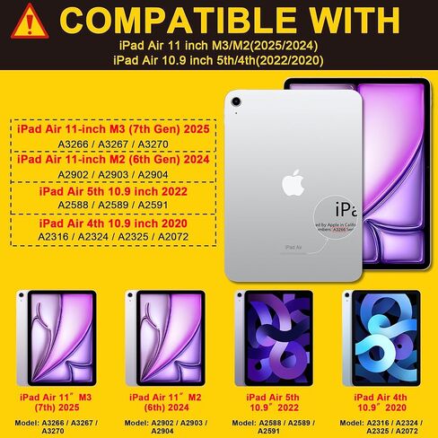 حافظة TWOLSKOO لجهاز iPad Air 11 بوصة (M3 2025 / M2 2024)، ظهر أكريليك شفاف مع ممتص للصدمات من مادة TPU، حامل أقلام رصاص، حامل ثلاثي الطي، نوم/استيقاظ تلقائي، نقطة بولكا شوكولاتة in Kuwait