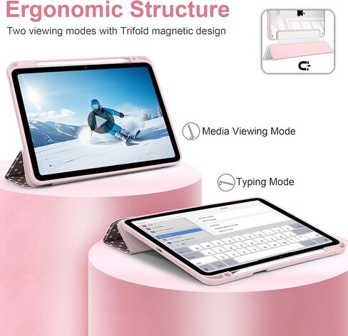 حافظة TWOLSKOO لجهاز iPad Air 11 بوصة (M3 2025 / M2 2024)، ظهر أكريليك شفاف مع ممتص للصدمات من مادة TPU، حامل أقلام رصاص، حامل ثلاثي الطي، نوم/استيقاظ تلقائي، نقطة بولكا شوكولاتة in Kuwait