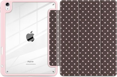 حافظة TWOLSKOO لجهاز iPad Air 11 بوصة (M3 2025 / M2 2024)، ظهر أكريليك شفاف مع ممتص للصدمات من مادة TPU، حامل أقلام رصاص، حامل ثلاثي الطي، نوم/استيقاظ تلقائي، نقطة بولكا شوكولاتة in Kuwait