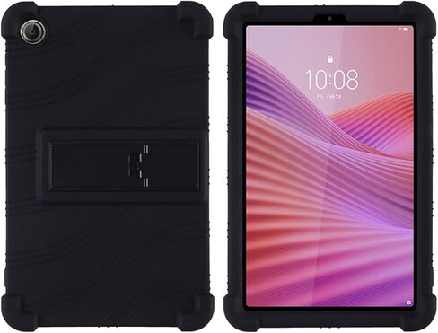 حافظة لجهاز Lenovo Tab One 8.7 بوصة تابلت 2025 (TB305FU)، غطاء حامل قابل للتعديل من السيليكون الناعم المناسب للأطفال لجهاز Lenovo Tab K9 Tablet 8.7 بوصة (أسود) in Kuwait