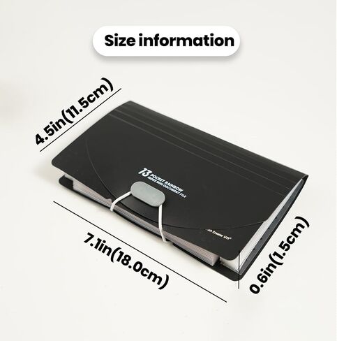 Stand Receipt Organizer Folder - 13 Pockets Expanding Accordion File for Coupons, Tickets, Bills, and Business Cards, Desk Storage with Labels (Black) in Saudi Arabia