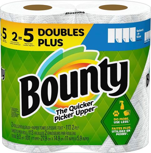 Bounty Quick-Size Paper Towels, White, 12 Family Rolls = 30 Regular Rolls (Packaging May Vary) in Saudi Arabia