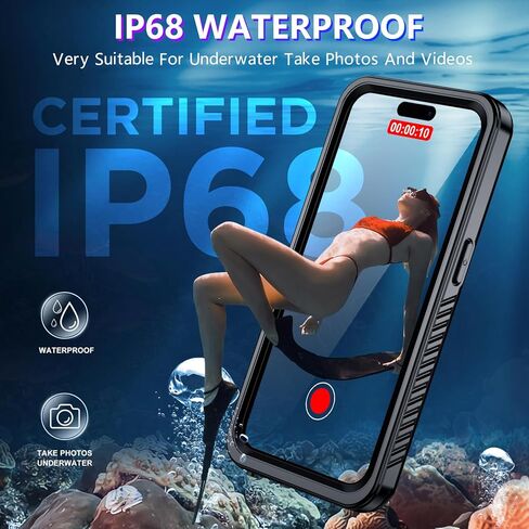 حافظة هاتف iPhone 15 Pro مصممة جديدة لعام 2025 مقاومة للماء، [مقاومة للصدمات من الدرجة العسكرية] [واقي كاميرا زجاجي وواقي شاشة مدمج] [IP68 تحت الماء] [مقاوم للغبار] [مقاوم للسقوط] حافظة هاتف كاملة مقاس 6.1 بوصة in Kuwait
