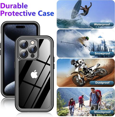 حافظة هاتف iPhone 15 Pro مصممة جديدة لعام 2025 مقاومة للماء، [مقاومة للصدمات من الدرجة العسكرية] [واقي كاميرا زجاجي وواقي شاشة مدمج] [IP68 تحت الماء] [مقاوم للغبار] [مقاوم للسقوط] حافظة هاتف كاملة مقاس 6.1 بوصة in Kuwait