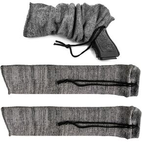 Superma 2 Pcs Knit Gun Socks Silicone Treated Gun Socks 14"x4" Shotgun Sleeves with Drawstring Closure Anti-Rust Gun Socks for Pistol in Saudi Arabia