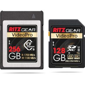 CFExpress Type B 256GB Card (1700/1100 R/W) Compatible Nikon, Panasonic & Canon DSLR Cameras. (Not Recommended for Nikon Cameras) + Video Pro V90 SD Card 128gb in Kuwait
