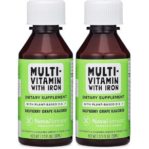 NovaFerrum MMM | Multivitamin for Infants, Kids and Toddlers | Vitamin C, D3, E | Immune Support | Gluten Free Certified | Sugar Free | Ages 4 & Under | 1.69 Fl Oz in Saudi Arabia
