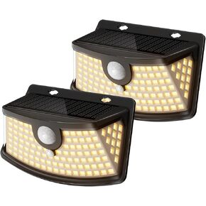 Aootek New Solar Motion Sensor Lights 120 LEDs with Lights Reflector,270° Wide Angle, IP65 Waterproof, Step Lights for Front Door, Yard, Garage, Deck (Black, Daylight White, 6-Pack) in Kuwait