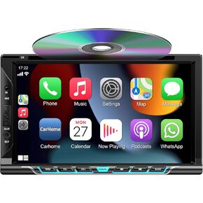 ستيريو سيارة مزدوج الدين مع مشغل CD/DVD، ستيريو سيارة بشاشة تعمل باللمس 7 بوصة مع Apple CarPlay وAndroid Auto، Bluetooth5.2، كاميرا احتياطية، وصلة مرآة، مضخم صوت، SWC، مضخم صوت، مستقبل راديو السيارة AM/FM in Kuwait