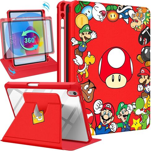 Besoar Cute Case for iPad 10th Generation Case 10.9 Inch 2022 for Girls - Kids Girly Women Cartoon Kawaii Design Covers, 360 Rotating Folio Stand with Pencil Holder for iPad 10 Gen 10.9 inch, Mushroom in Saudi Arabia