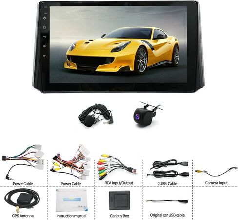 4+64GB 10 Inch Car Stereo Upgrade for Toyota Corolla 12 2018-2021 Android 14 Double Din Touch Screen Radio Head Unit Replacement with Wireless CarPlay Android Auto Bluetooth GPS/FM/WiFi/SWC/Camera in Saudi Arabia