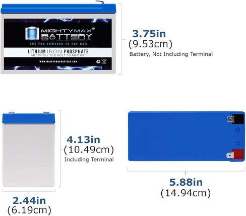 بطارية مايتي ماكس 12 فولت 10 أمبير، بطارية ليثيوم بديلة لـ HR-1234W-F2 in Kuwait