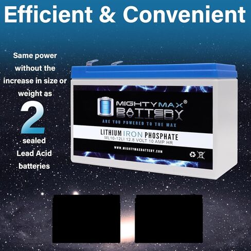 بطارية مايتي ماكس 12 فولت 10 أمبير، بطارية ليثيوم بديلة لـ HR-1234W-F2 in Kuwait