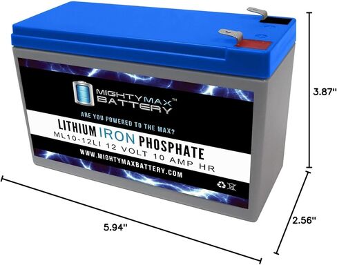 بطارية مايتي ماكس 12 فولت 10 أمبير، بطارية ليثيوم بديلة لـ HR-1234W-F2 in Kuwait