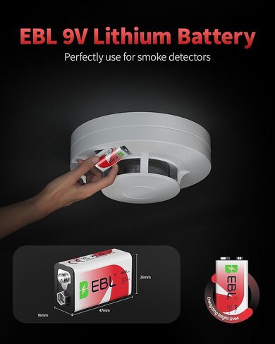 EBL 9V Rechargeable Batteries 9 Volt Li-ion 600mAh Lithium-ion Batteries (6-Packs) in Saudi Arabia