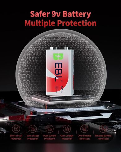 EBL 9V Rechargeable Batteries 9 Volt Li-ion 600mAh Lithium-ion Batteries (6-Packs) in Saudi Arabia