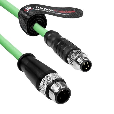 كابلات ألفين M8 A-Code 4 Pin ذكر إلى M12 D-Code 4 Pin Male Ethernet كابل Cat6a محمي عالي المرونة لـ Beckhoff ZK1090-3161، PROFINET، EtherCAT، الأتمتة الصناعية، الروبوتات 3.3ft/1m in Kuwait