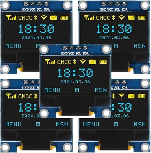 5PCS 0.96 Inch OLED Display Screen Module Compact Self-Luminous Mini Screens for Arduino Projects(Blue and Yellow) in Saudi Arabia